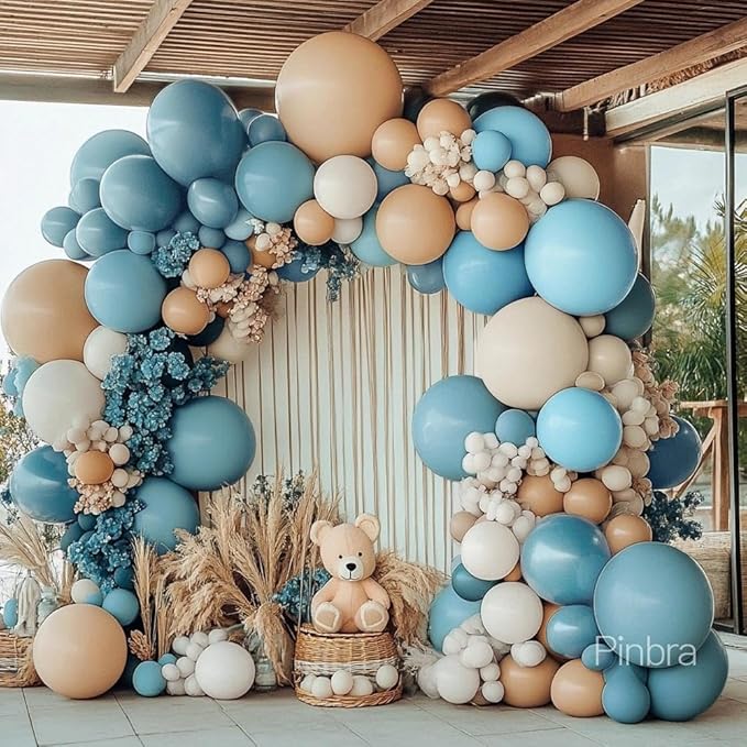 Dusty Blue Balloon Double Stuffed Slate Baby Blue Balloons Different Sizes 18/12/5 Inch Pastel Balloon Arch Kit for Birthday Baby Shower Gender Reveal Wedding Graduation Party Decorations