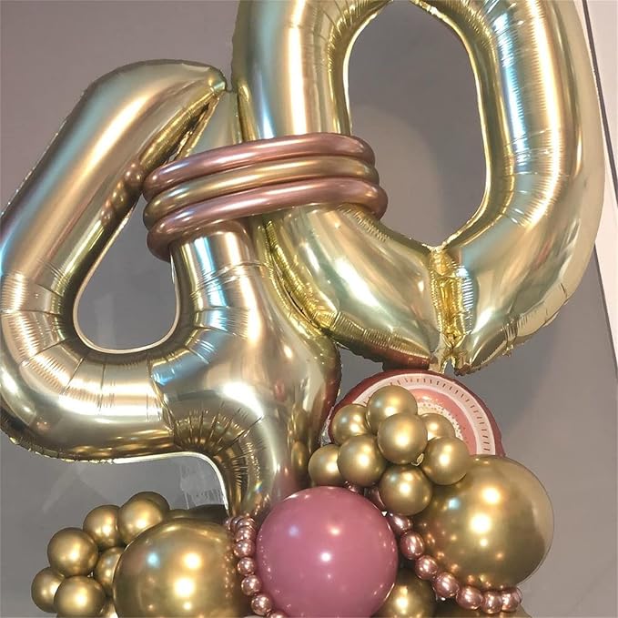 Champagne Gold Number 50 Balloons (3pcs), 40 Inch Unisex Birthday Decorations, Anniversary Party Supplies, Reusable Self Sealing