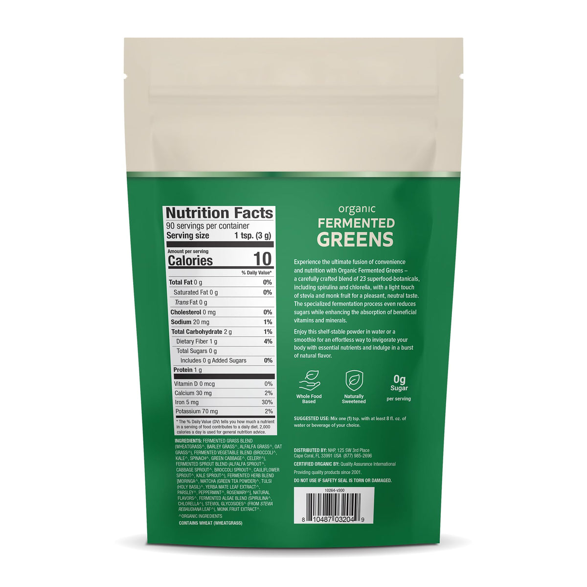 Dr. Mercola Organic Fermented Greens Powder - Supports Digestive & Cellular Health - Certified Organic, Non-GMO & Soy-Free - 9.5 oz (90 Servings)