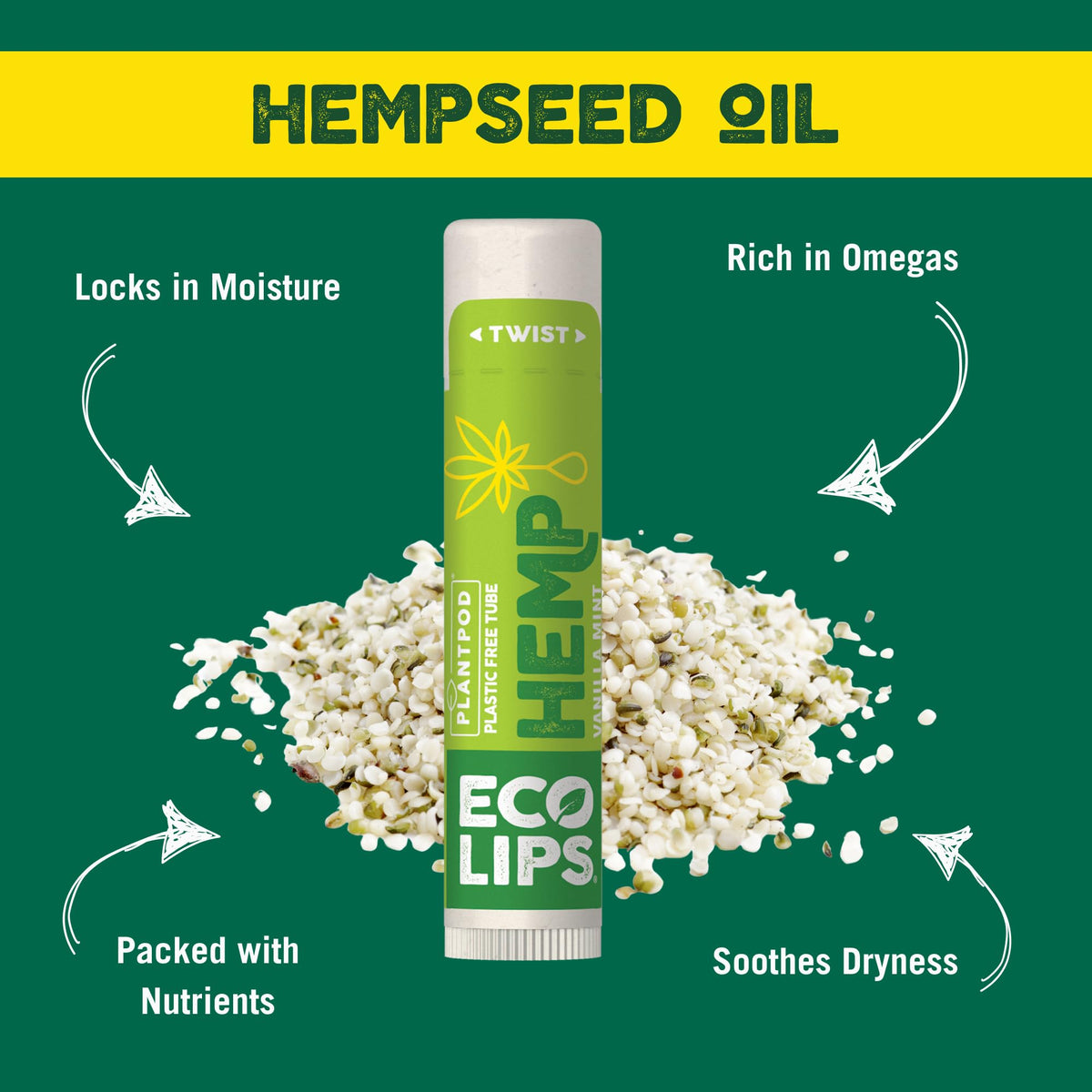 Eco Lips Organic Hemp Lip Balm Vanilla Mint, 6 pack