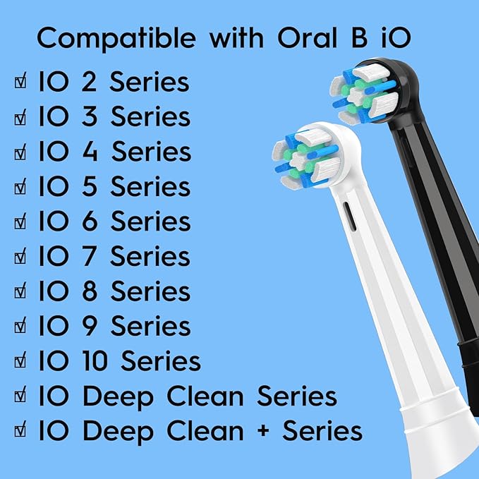 10 Pack IO Replacement Heads Compatible with Oral B IO 2/3/4/5/6/7/8/9/10/Deep Clean Series Electric Toothbrushes, Brush Heads Compatible with Oral B iO (Black)