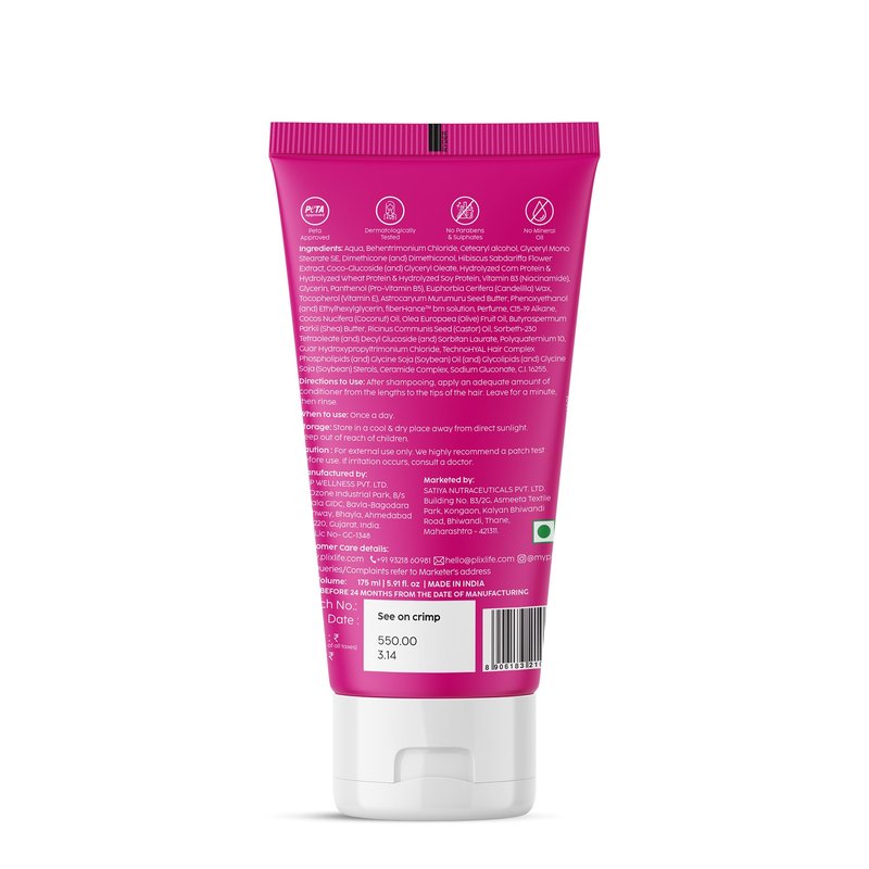 PLIX - THE PLANT FIX Hibiscus Bond Repair Advanced Conditioner | Repairs Hair Molecular Structure & Reduces Breakage with FiberHance™ & TechnoHYAL Hair Complex | 175ml