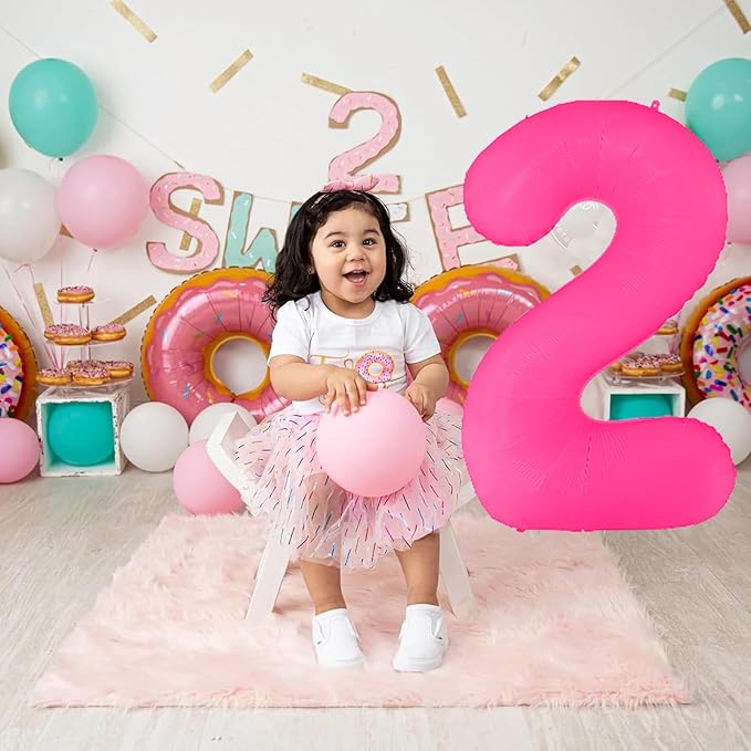 Fluorescent Rose Red Number Balloon 40 inch Giant Foil Helium Balloons Pink Number 4 Balloon for 4th Birthday Party Decorations