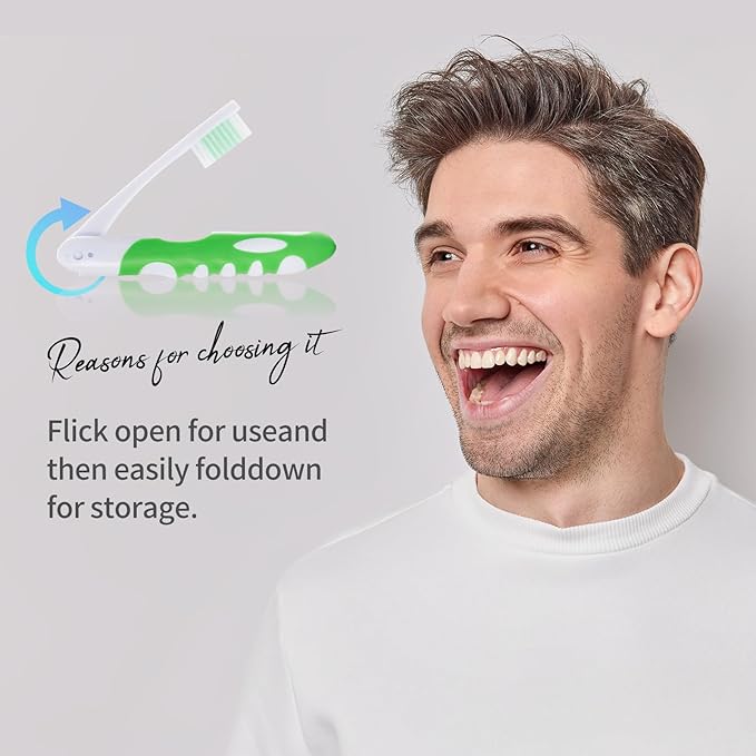 Portable Travel Folding Toothbrush, Outdoor Mountaineering Camping Medium Toothbrush 3-Pack