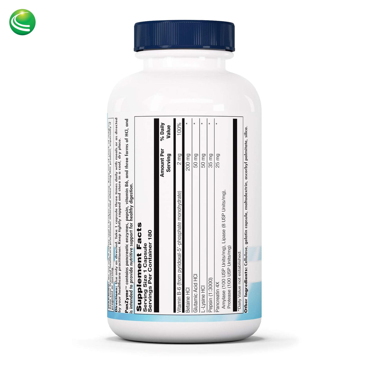 Nutra Biogenesis PanZyme - Betaine HCL with Pepsin, Pancreatin, Lipase and Protease, Cellular Energy, Nervous System and Metabolic Health Support - 180 Capsules