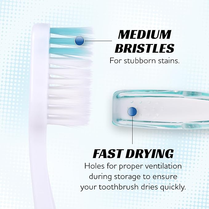 Lingito Travel Toothbrushes - Medium, Mini with Cover, Camping, Folding Travel Size, Adults Kit (4 Pack)