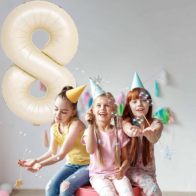 40 inch Cream White Number Balloon Giant Foil Helium Balloons Beige Number 7 Balloon for 7th Birthday Party Anniversary Decorations Supplies