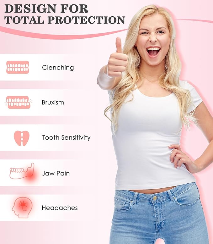Litlcutie Large Mouth Guard for Grinding Teeth at Night, Night Guards for Teeth Grinding,Mouthguards for Grinding of Teeth, Sleep Guard with 2 x 5X Mirror Mouth Guard Case, Large (4 Pack)