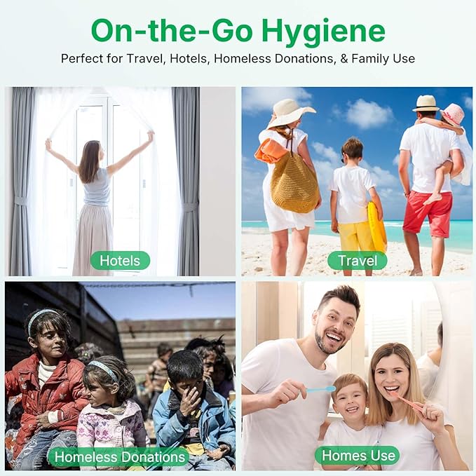 200 Pack Disposable Toothbrushes with Toothpaste, Individually Wrapped Soft Bristle Travel Toothbrush Bulk, Hotel Guest Amenities, Mint 3g Toothpaste Set for Camping, Donation & Oral Care Kit