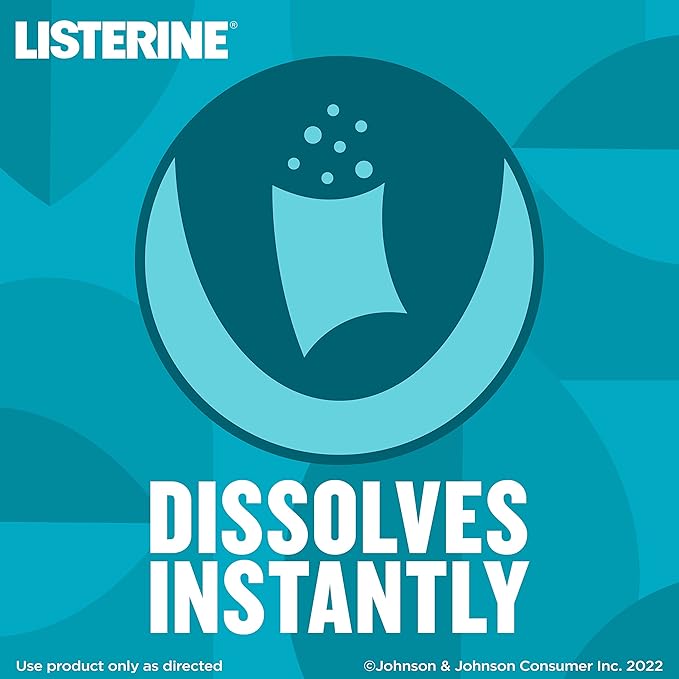 Listerine PocketPaks Cool Mint Breath Strips, Portable Pocket-Sized Oral Care Mouth Freshener, Dissolving Strips Kill 99% of Bad Breath Germs, Sugar Free, 3 x 24-Strip Packs