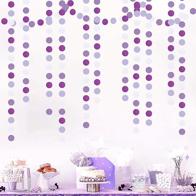 Purple-Lavender White Anniversary Party-Decoration Garland - 52Ft Women Girl Birthday Streamers Baby Bridal Shower Banner Wedding Engagement Bachelorette Graduation Lasting Surprise