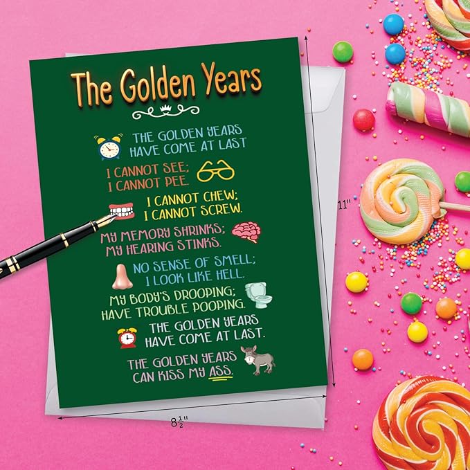 NobleWorks Jumbo Hysterical Birthday Greeting Card From Us 8.5 x 11 Inch with Envelope (1 Card) The Golden Years J8154BDG-US