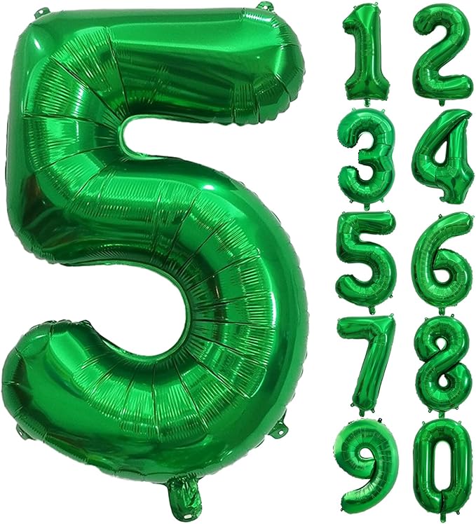 Number Balloons Green Party Balloon - Giant Number 5 Balloon, 40 Inch Large Balloon for St. Patrick's Day Games Theme Birthday Decoration, Girls Boys Party Supplies