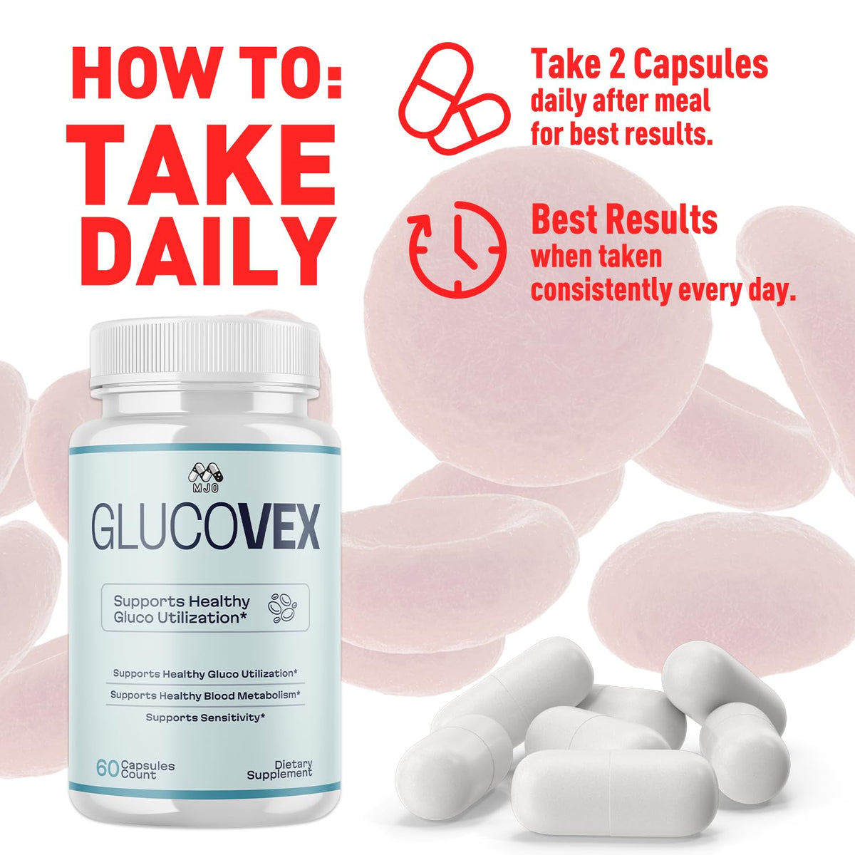 (2 Pack) Glucovex Capsules, Official Glucovex Pills with All Natural Ingredients, Advanced Glucovox Overall Health and Wellness Vitamin Supplement with Max Strength Multivitamin Support (120 Capsules)
