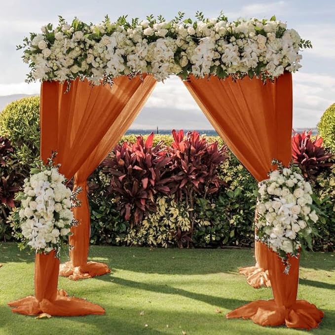Wedding Arch Draping Fabric 30'' x 18FT Sheer Chiffon Arch Drape Backdrop 1 Panel Terracotta Drape for Easter Bridal Shower Baby Shower Photo Booth Church Decor Birthday Party Outdoor Decor