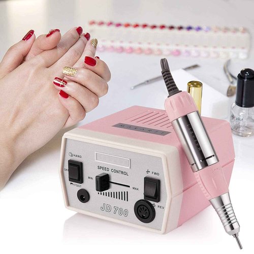 Makartt Nail Drill Portable Electric Nail File Machine Geneviere E File Pink JD700 Professional 30000RPM Manicure Drill Bundle With 300Pcs #80#150#240 Grits Nail Drill Bits Sanding Bands