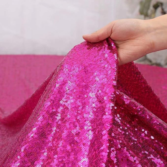 B-COOL Sequin Backdrop Fuchsia Backdrop Curtains 4 Panels 2ft x 8ft Hot Pink Sparkly Backdrop Fabric for Birthday Sweetheart Party Birthday Wedding Drapes