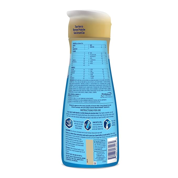 Enfamil Optimum Baby Formula, Our Closest Formula to Breast Milk, Brain Building DHA, Dual Prebiotics, Infant Formula Ready-to-Feed, Baby Milk, 32 oz RTU (Pack of 4)