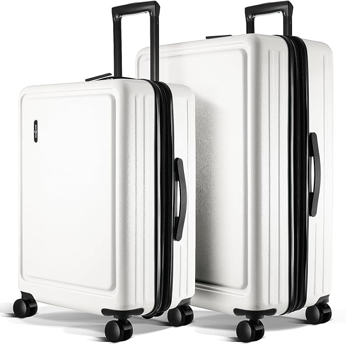TRAVELARIM Luggage Sets 2 Piece, 24 Inch Suitcase and 28 Inch Luggage with Spinner Wheels, Durable Hard Shell Suitcase Set, Expandable Travel Suitcases with Wheels, White