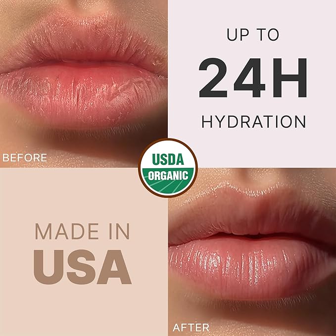 USDA Organic Lip Balm - USA Made with Natural Ingredients, 4 Pack Unflavored Chapstick for Dry Lips, Birthday Gifts for Her & Him, Lip Balm Hydrating Beauty Gifts, Lip Moisturizer, Mens Gift Ideas