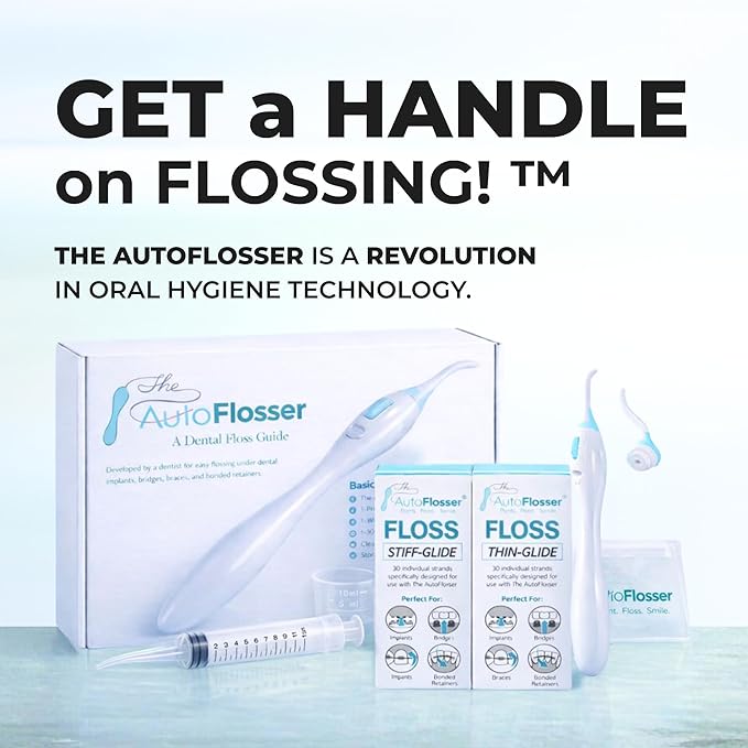 Threader Dental Floss Handle Kit - Dentist Designed Manual Flosser with Ergonomic Handle for Implants, Bridges, Braces & Bonded Retainers - Starter Kit with Stiff & Thin Glide Floss