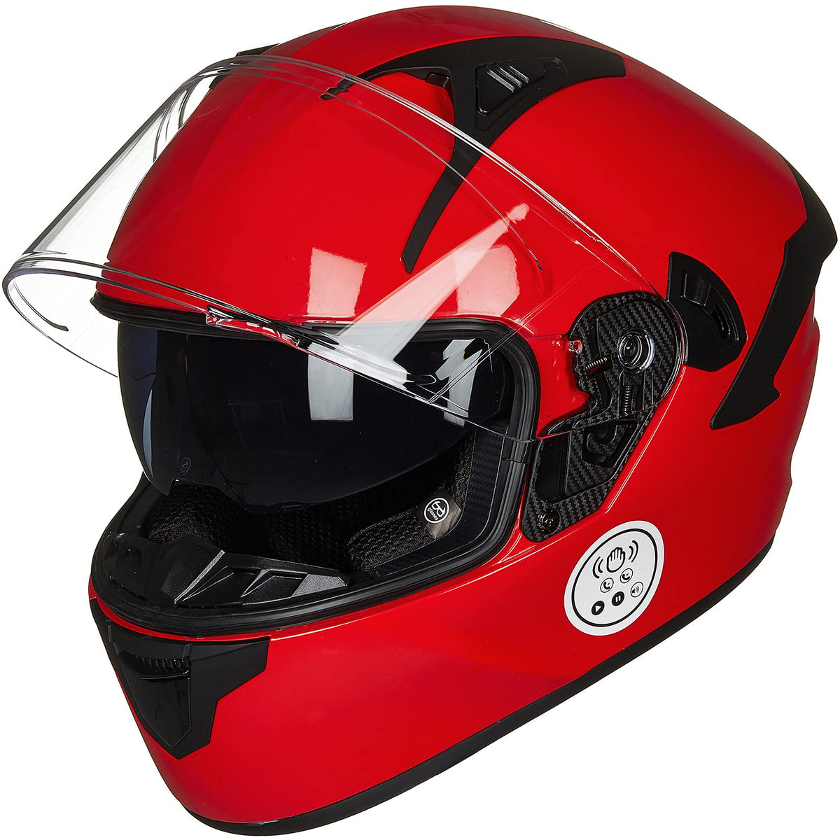 ILM Motorcycle Helmets with Built in Bluetooth Full Face Casco para Moto Dual Visor for Adults Men Women DOT Model-X9(Red,L)