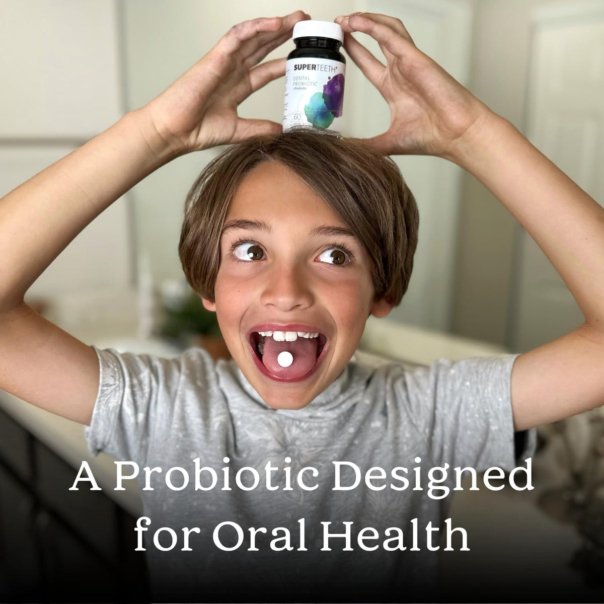 SuperTeeth Oral Probiotics for Mouth Bad Breath & Cavities, Oral Defense Dental Probiotic to Support Healthy Teeth & Gums, Lactobacillus Reuteri Chewable for Kids & Adults, 30 Mint Tablets