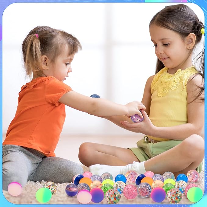 Ayfjovs 20 Pieces 5 Styles Bouncy Balls, 32mm Rubber Balls, Small Bouncy Balls for Kids Party Favors, Prizes, Easter Goodie Bags Stuffers, Birthday Party