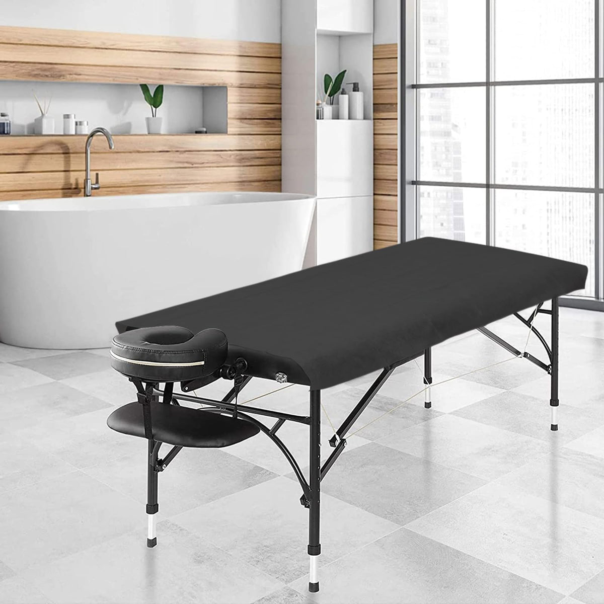 Eviqei 60 Pcs Disposable Fitted Massage Table Sheet Set - 30 Pcs Breathable Spa Bed Sheets and 30 Pcs Face Cradle Covers/Headrest Covers