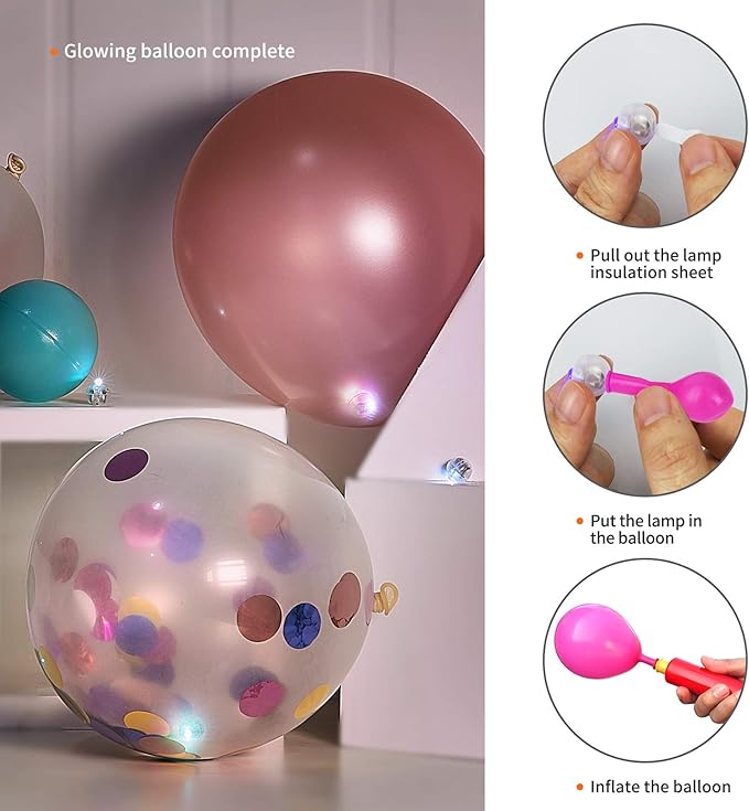 Aogist 100pcs 10-Colors Mini Lights with Hook,Long Standby Time Waterproof LED Balloon Light,Battery Powered,Ball Lamp for Balloon Paper Lantern Birthday Party Christmas Halloween