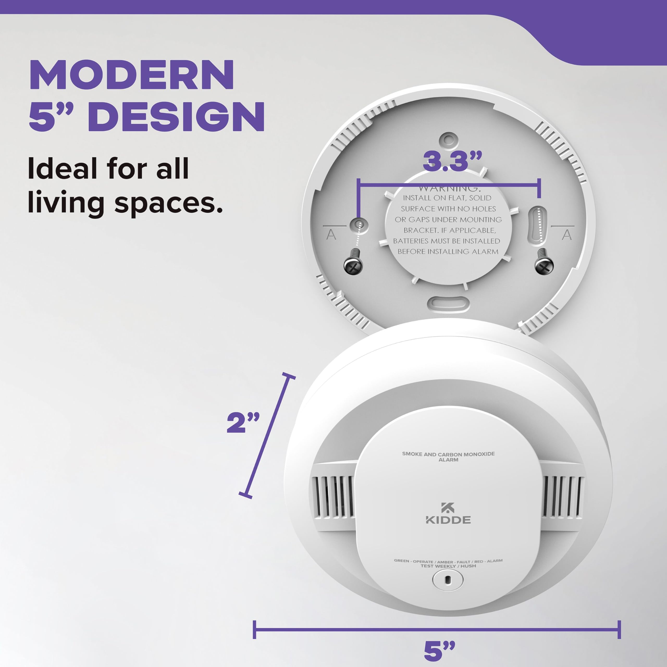 Kidde Smoke and Carbon Monoxide Detector, AA Battery Powered with LED Status Lights, 85 dB Alarm, 5 inches, 30CUDR, 3 Pack