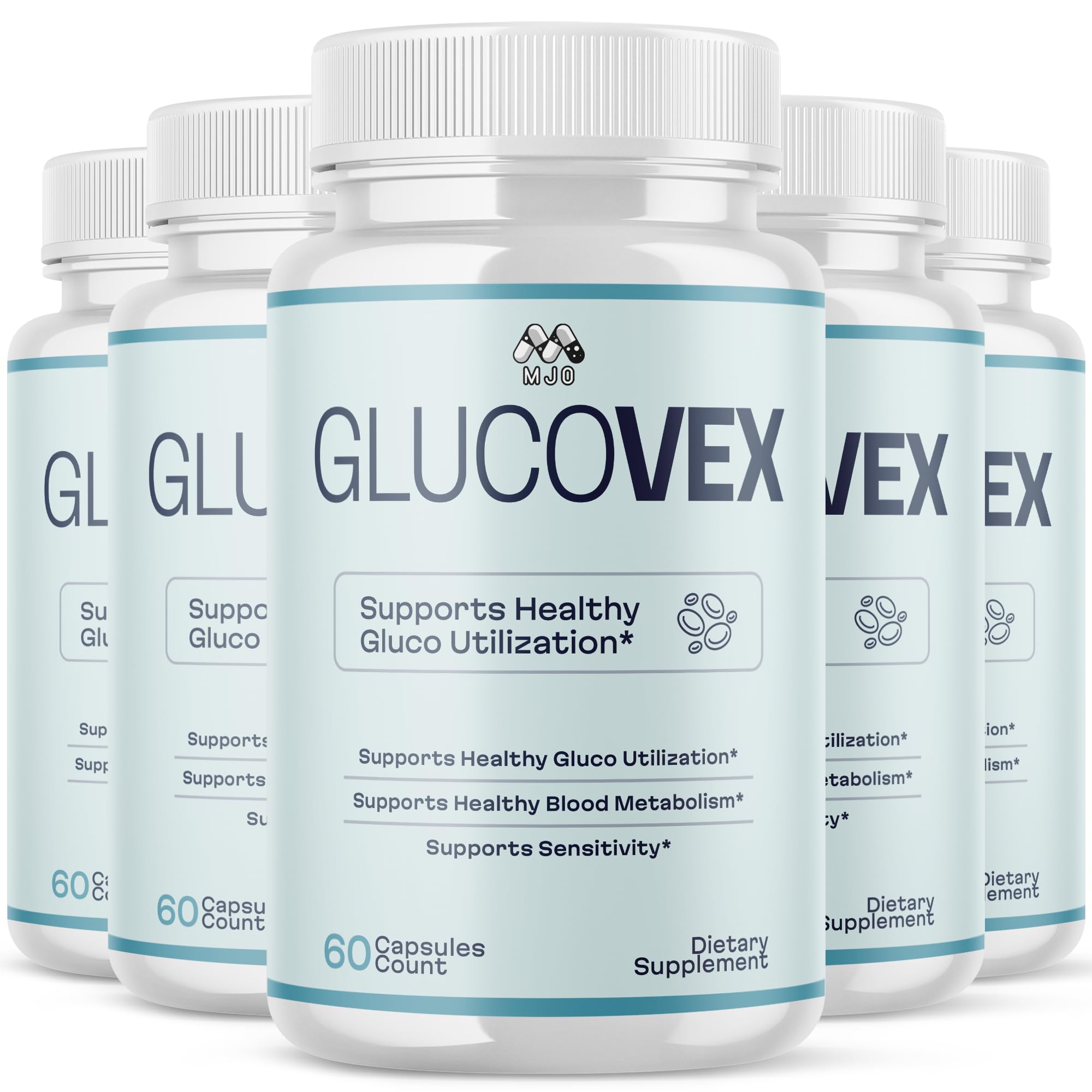 (5 Pack) Glucovex Capsules, Official Glucovex Pills with All Natural Ingredients, Advanced Glucovox Overall Health and Wellness Vitamin Supplement with Max Strength Multivitamin Support (300 Capsules)