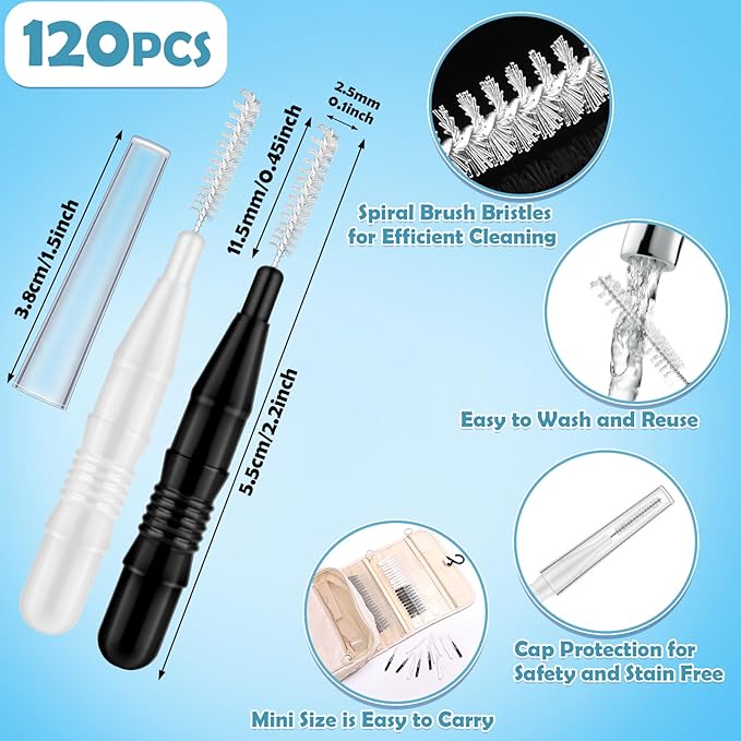 120 Pieces Interdental Brushes, Braces Brush Cleaner Orthodontic Flossers with Soft Bristles 360° Bendable Toothpicks Floss Picks for Braces Kit for Teeth Cleaning Tools