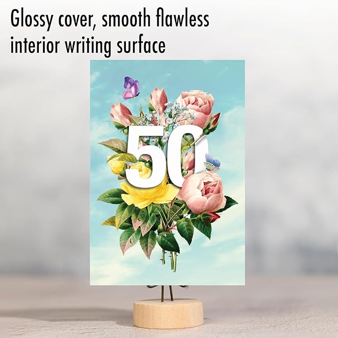 NobleWorks - 50th Funny Card for Birthday - Milestone Bday of 50 Years, Celebrate and Congrats Notecard with Envelope - Floating Numbers 50 C9457CMBG