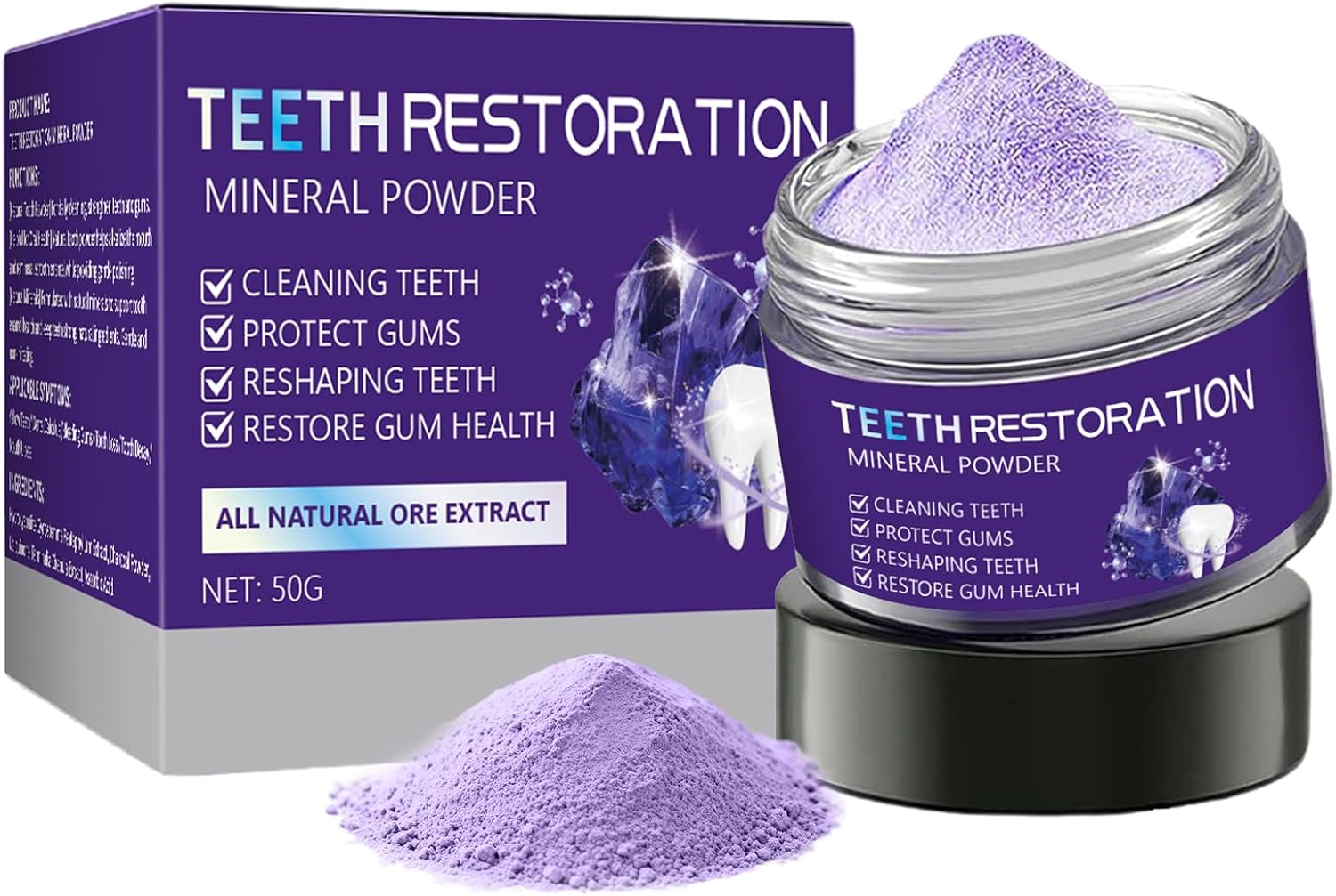 BBOJI Teeth Restoration Mineral Powder, Advanced Tooth Restoration Powder - Effective in Strengthening Teeth and Gums, Protect Gums and Freshen Breath (1 Pack)
