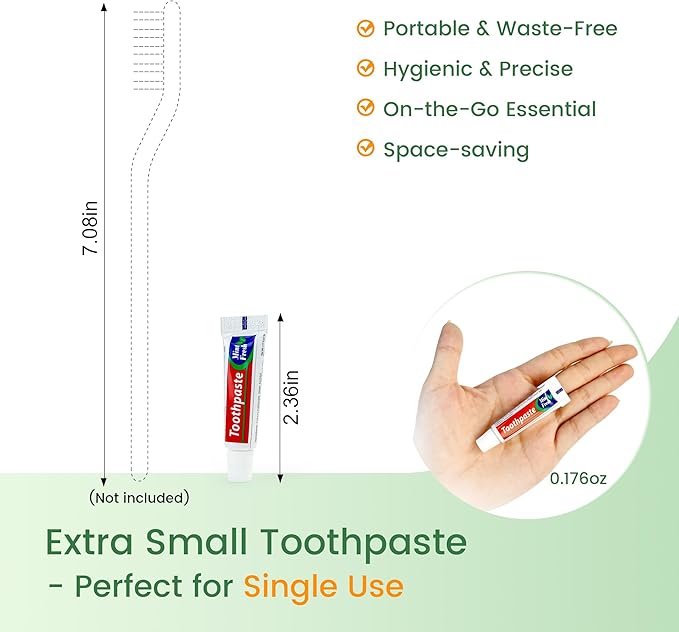 50 Tubes Travel Size Toothpaste in Bulk, Mini Small Toothpaste Mint Flavor Toothpastes for Guests Homeless Hotel Charity Toiletries Camping, 0.176oz/5g