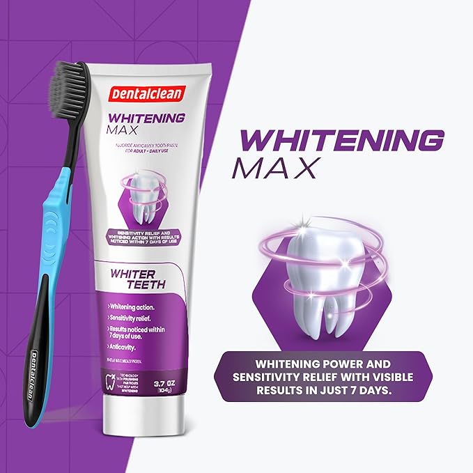 Alcohol-Free Mouthwash 33.8 Fl Oz (Blue Diamond Mint) + Pack of 4 Whitening Max Toothpaste Gel – Stain Removal, Restores Natural Teeth Color, Sensitive Teeth Protection – Mint Flavor – 3.7