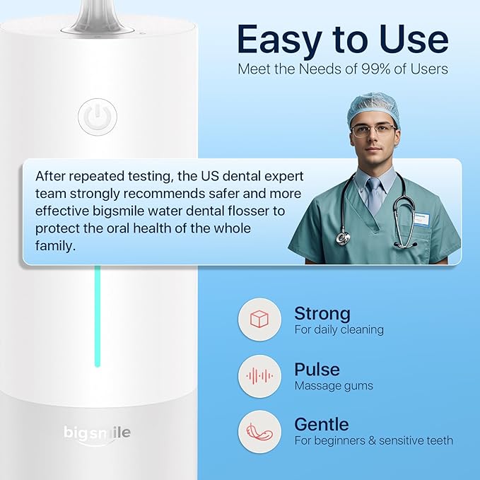 Water Dental Flosser Teeth Pick Portable Cordless Oral Irrigator Rechargeable Travel IPX7 Electric Flossing Machine Must Have for Braces Bridges（White）