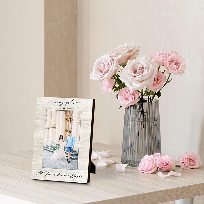 Wedding 4x6 Picture Frame, Engagement Photo Frames, Wedding Gifts for Wife Husband Engaged Couples, Couple Newly Engaged Picture Photo Frames for Desk Decor