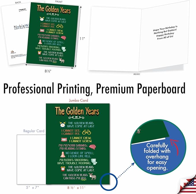 NobleWorks Jumbo Hysterical Birthday Greeting Card From Us 8.5 x 11 Inch with Envelope (1 Card) The Golden Years J8154BDG-US