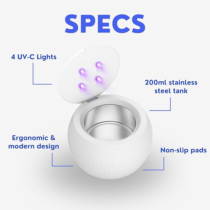 Ultrasonic Retainer Cleaner, UV Cleaner for Invisalign, Night Guard, Mouth Guard, Jewelry - Retainer Cleaning Machine