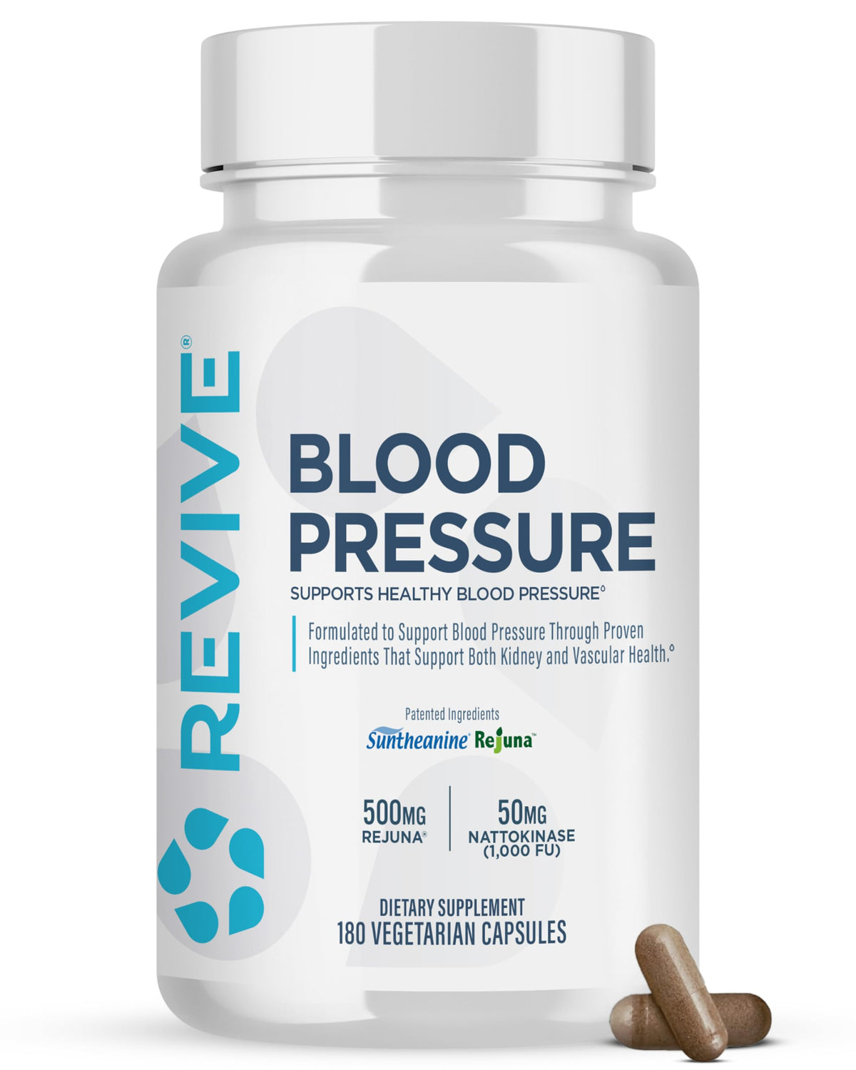 Revive MD Blood Pressure Support Supplement - Supports Heart and Circulatory Health, Energy & Daily Wellness - Magnesium, Potassium, Folic Acid & Garlic Formula (180 Vegetarian Capsules, 60 Servings)