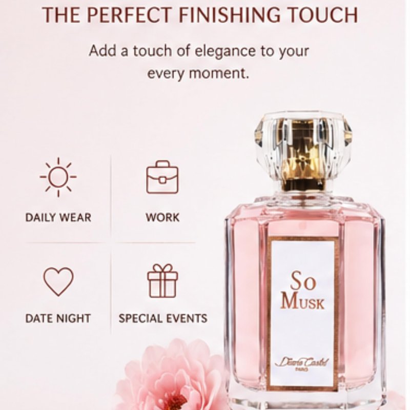 Diane Castel So Musk - Musky Floral Scent - Perfume for Women - Women Perfume with Notes of Orange Blossom, Osmanthus, Bergamot, and Musk - 3.3 oz