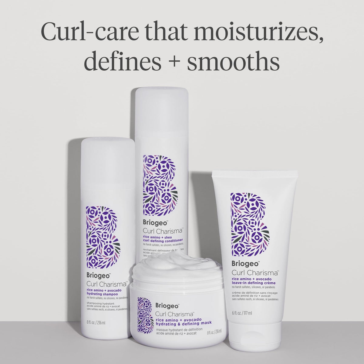 Briogeo Curl Charisma Rice Amino + Avocado Hydrating Shampoo | Define and Moisturize Wavy, Curly, and Coily Hair | Minimize Frizz | Sulfate-Free | Vegan & Cruelty-Free