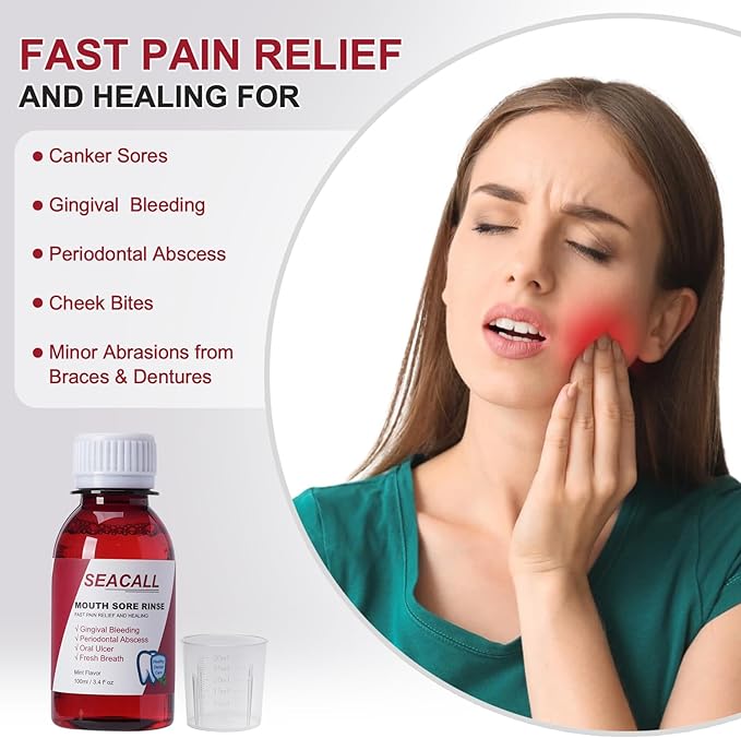 Oral Rinse Mouthwash - Mouth Rinse Help Canker Sores & Gingival Bleeding Treatment - Fresh Mild Mint (100ml/3.4 Fl oz)
