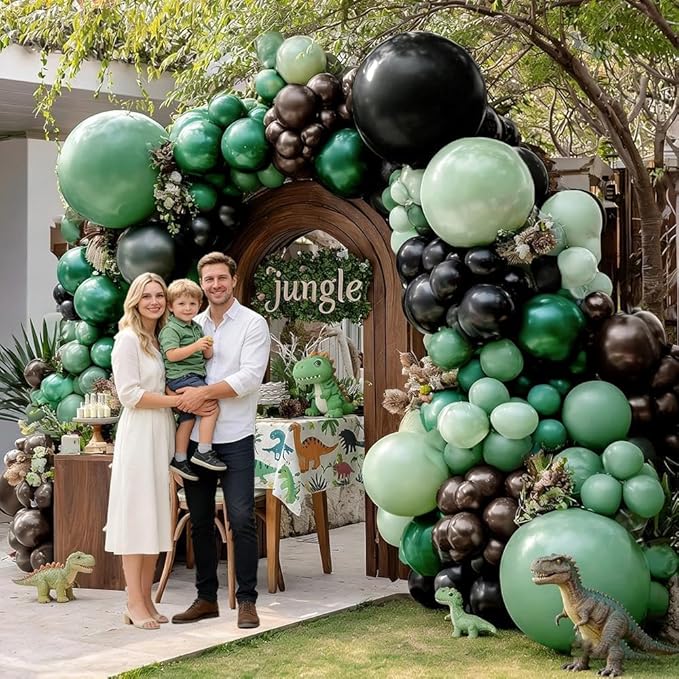 Green Black Brown Balloons Double Stuffed Pearl Dark Emerald Green Brown Balloon Arch Kit Sage Balloon Garland for Camo Birthday Baby Shower Camping Safari Jungle Army Party Decorations