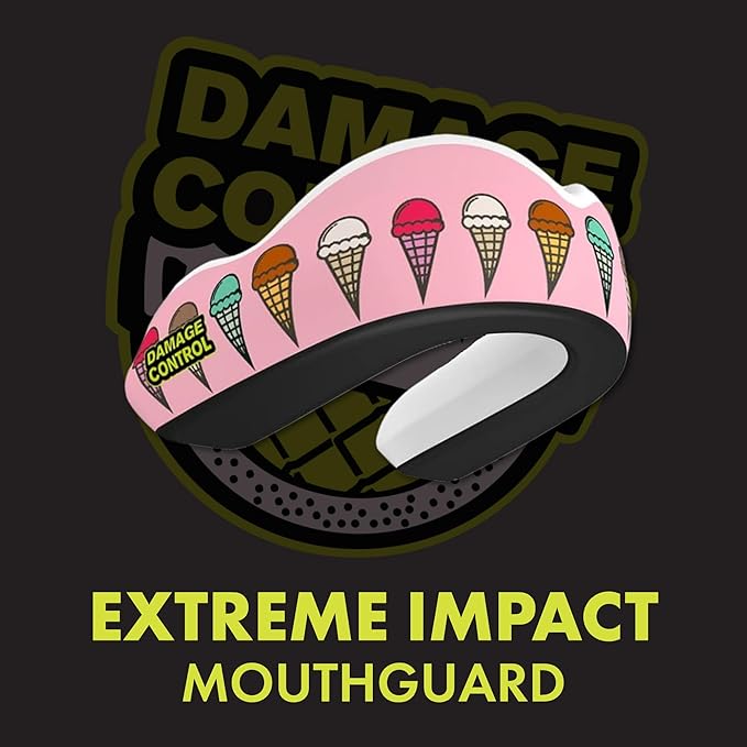 DAMAGE CONTROL Extreme Impact Mouth Guard – Sports Mouthguard for Boxing, MMA, BJJ, Hockey, Rugby, Lacrosse, & More – Mouthpiece for Teeth & Jaw Protection, for Youth & Adults (Adult, I Scream)