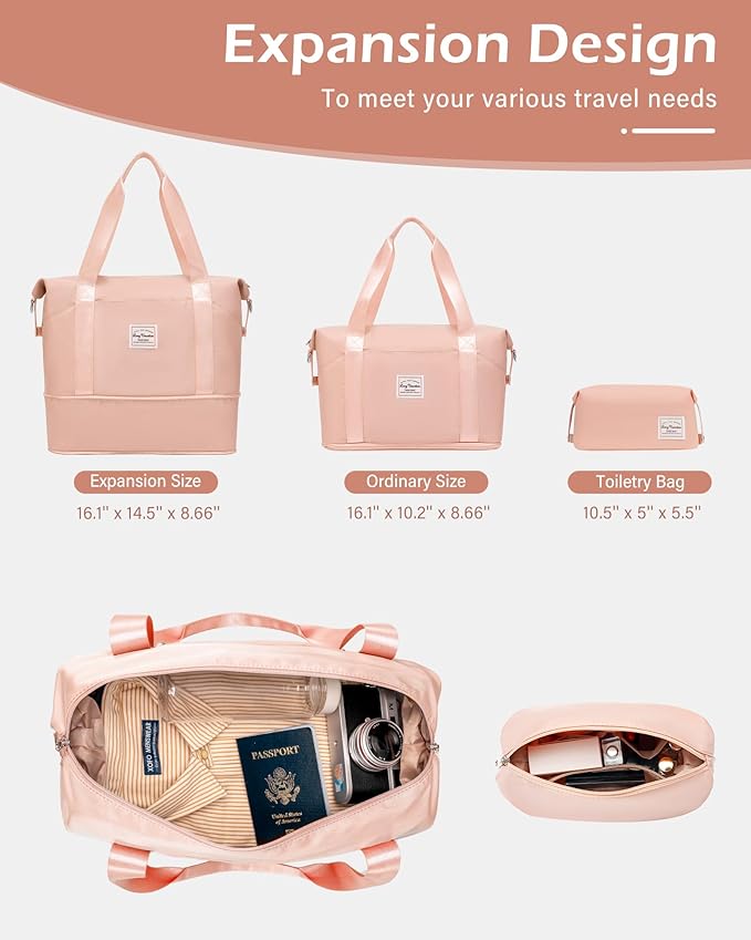 LONG VACATION 6 Piece Luggage Set Carry on Suitcase with ABS+PC hardshell, Spinner Wheels & YKK Zipper TSA Lock (PINK, 6 piece set)