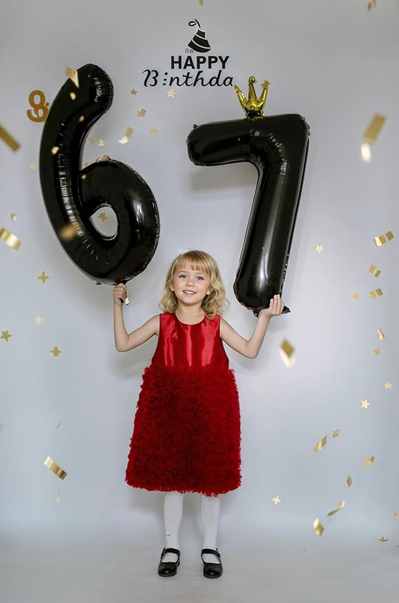 Black Number 2 Balloon with Crown, 40 inch Black Number Balloon 2nd Birthday Party Decoration Black Crown Balloons 0-9 for Birthday Party Anniversary Decorations Supplies