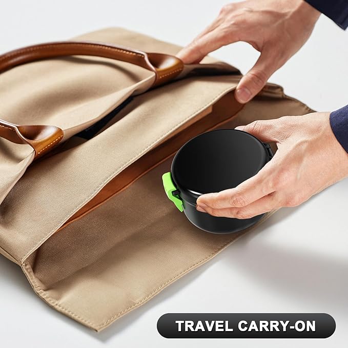 Denture Bath Cup, Leak Proof Denture Case for Travel, False Teeth Container for Soaking Dentures & Retainer, Retainer Cleaner Case, Black+Light Green.